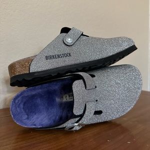 NWOT Birkenstock Boston Glitter Dust Shearling Clog